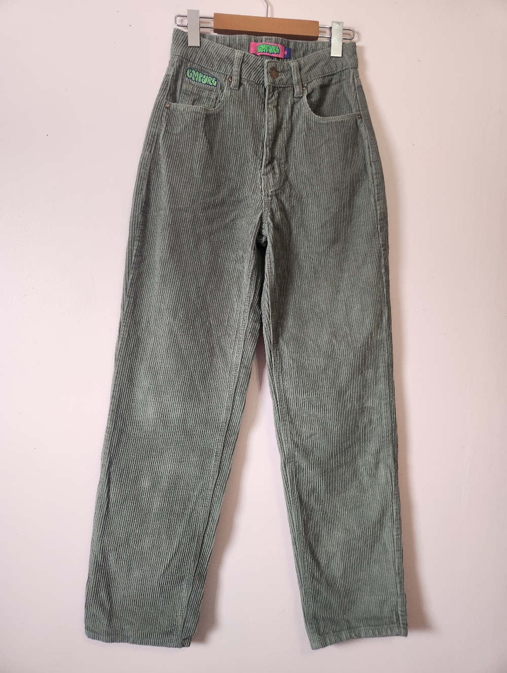 Empyre Tori Sage Green Corduroy Baggy Skate Pants Size 0 Skater Y2K 90s Grunge